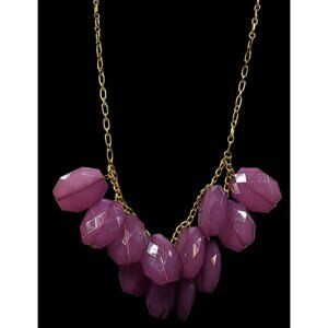 Chunky Purple Gemmed Fringe Statement Necklace
